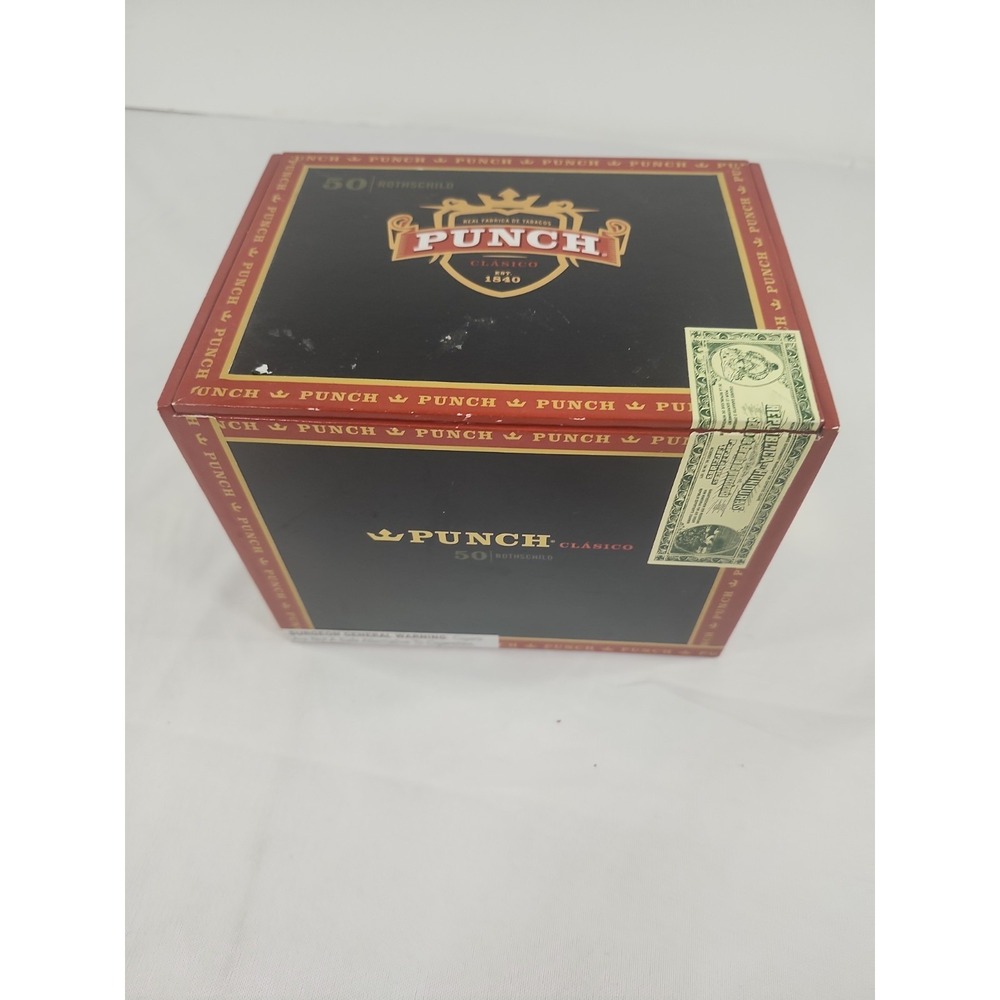 PUNCH Clasico 50 Rothchild Empty Wooden Cigar Box Black‎ and Red /Hondura